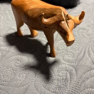 Vintage Hand-Carved Wooden Water Buffalo Folk Art Sculpture Figure